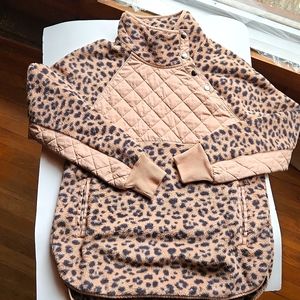 Abercrombie & Finch Snap-up Leopard print Fleece Jacket